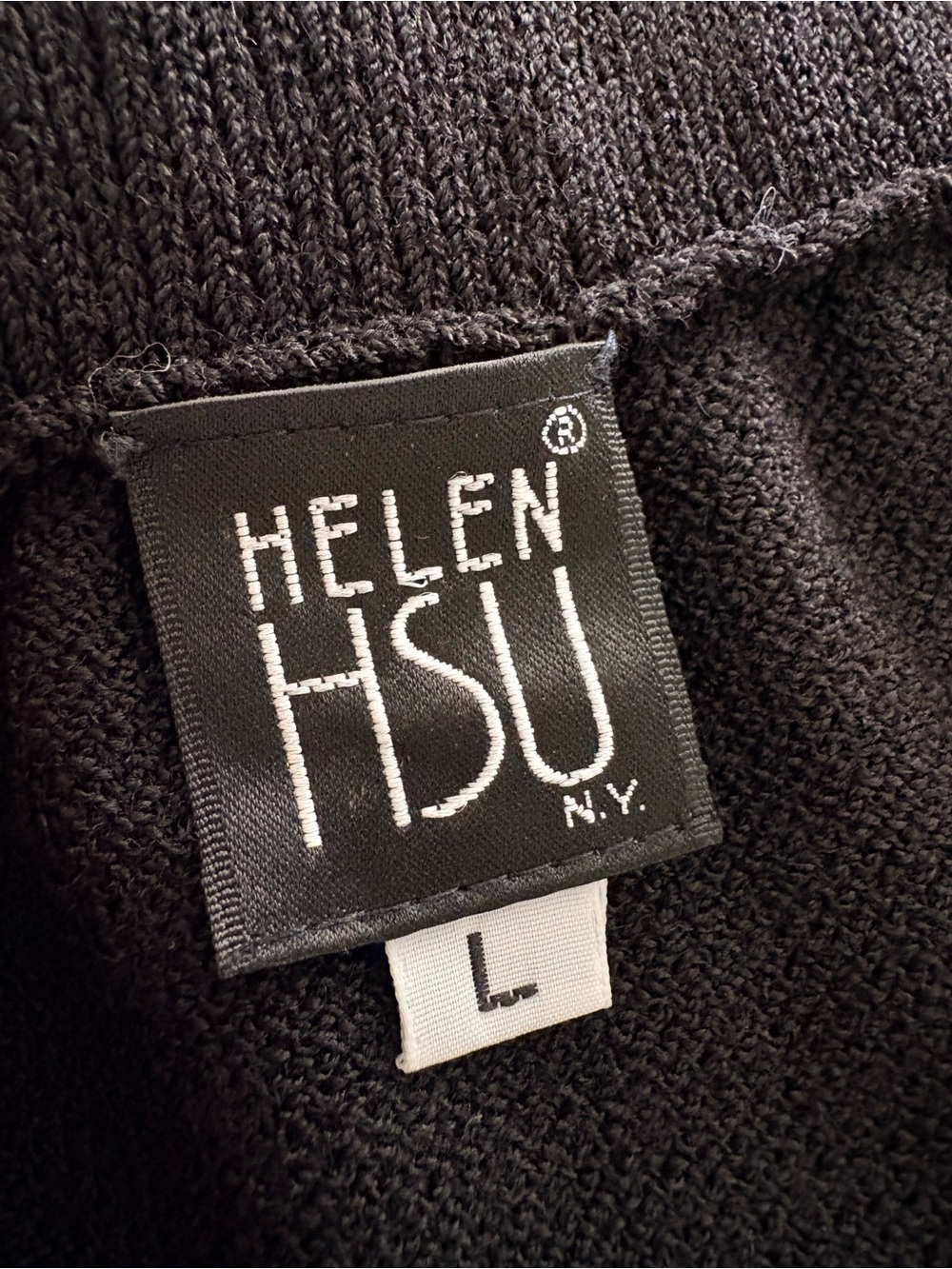 VTG Helen Hsu Black Knit Midi Skirt Size L - Picture 3 of 10